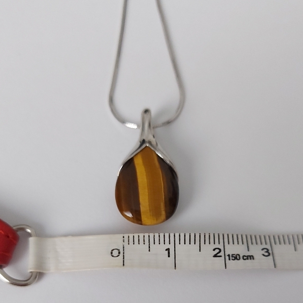 Tiger Eye Pendant Gemstone Crystal Jewelry Sterling Silver Necklace Chain - Picture 11 of 12